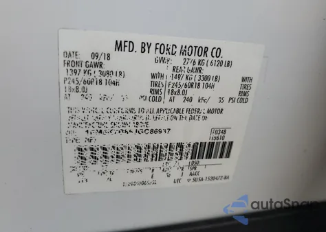 2018 Ford Explorer из США, поврежденный, VIN 1FM5K7B86JGC86937